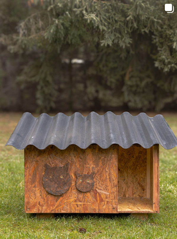 Zewnętrzny domek dla kota z drewna – odporny na warunki atmosferyczne, ręcznie wykonany